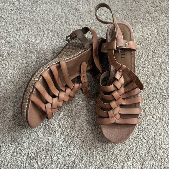 Cobb Hill Gladiator Ankle Strap Wedges Sandals Women's Size 9.5 Light Brown Cage - Picture 1 of 10